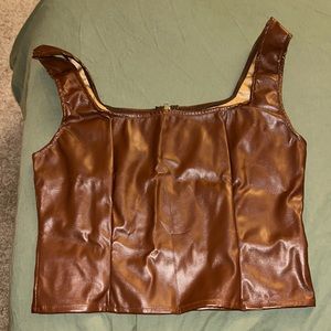 Brown leather tank top